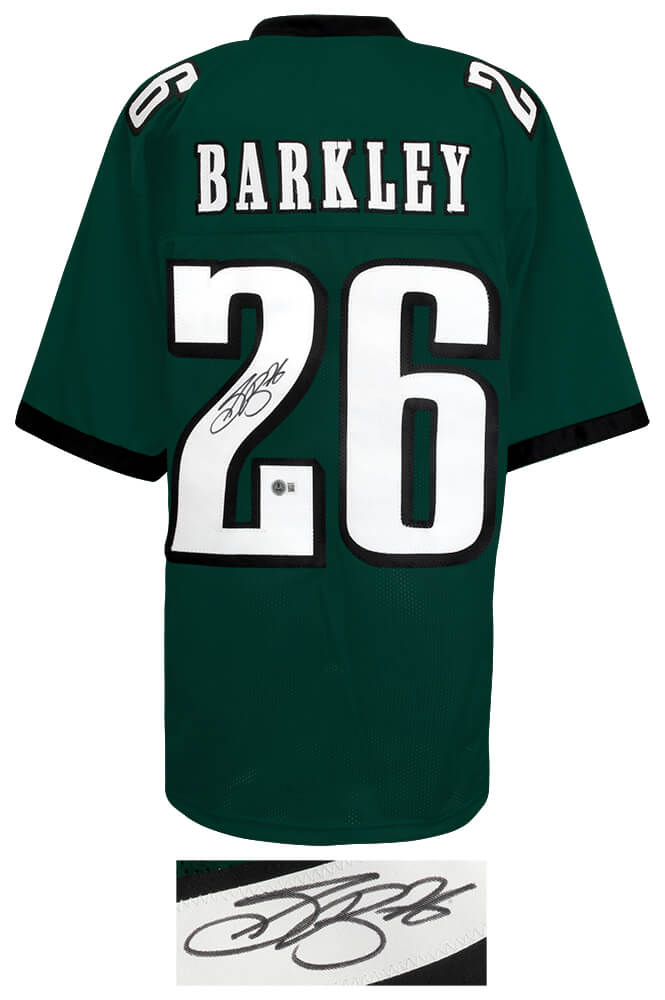 Saquon Barkley Signed Dark Green Custom Football Jersey - (Beckett)
