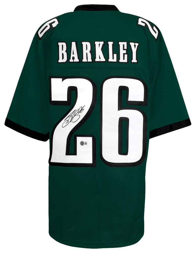 Saquon Barkley Signed Dark Green Custom Football Jersey - (Beckett)
