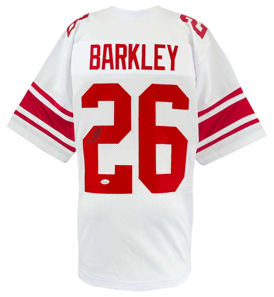 Saquon Barkley Signed White Custom Football Jersey - (Beckett COA)