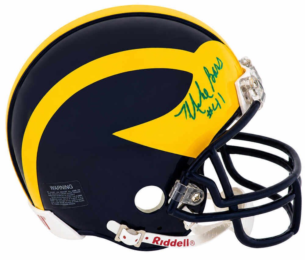 Mike Bass Signed Michigan Wolverines Riddell (VSR4) Mini Helmet