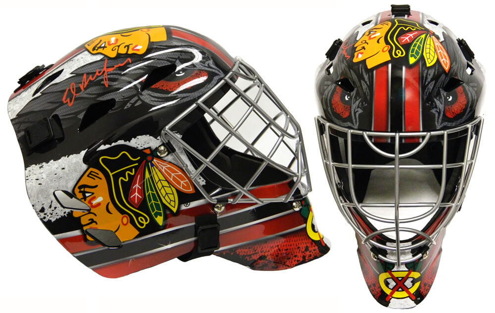 Ed Belfour Signed Chicago Blackhawks Franklin Replica Hockey Goalie Mask