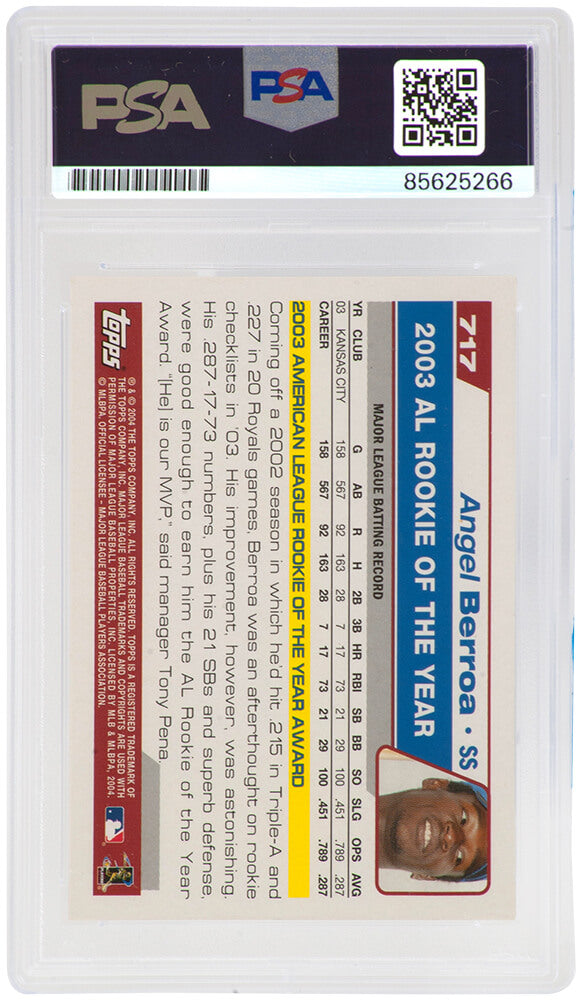 Angel Berroa Signed Kansas City Royals 2003 Topps Rookie Of The Year Baseball Card #717- (PSA Encapsulated)