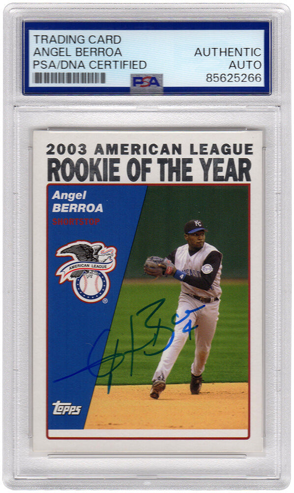 Angel Berroa Signed Kansas City Royals 2003 Topps Rookie Of The Year Baseball Card #717- (PSA Encapsulated)