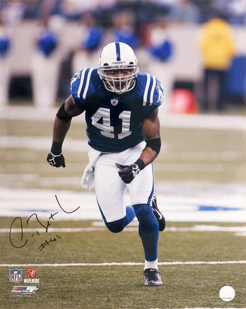 Antoine Bethea Signed Indianapolis Colts Blue Jersey Action 16x20 Photo