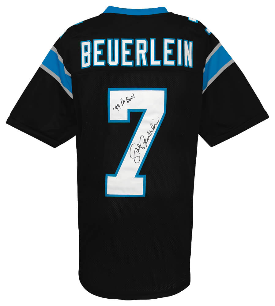 Steve Beuerlein Signed Black Custom Football Jersey w/99 Pro Bowl