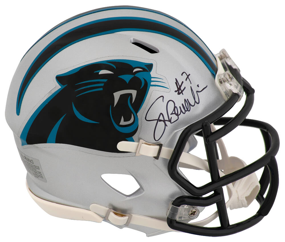 Steve Beuerlein Signed Carolina Panthers Riddell Speed Mini Helmet