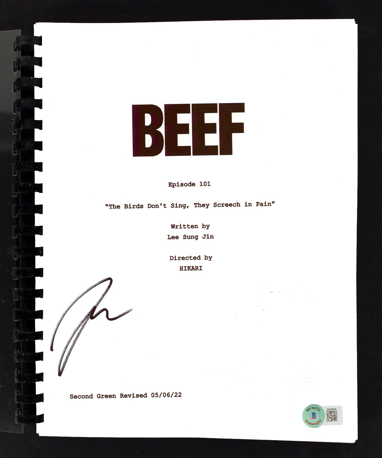 Joseph Lee Authentic Signed Beef Episode 101 Tv Script Autographed BAS #BH29004