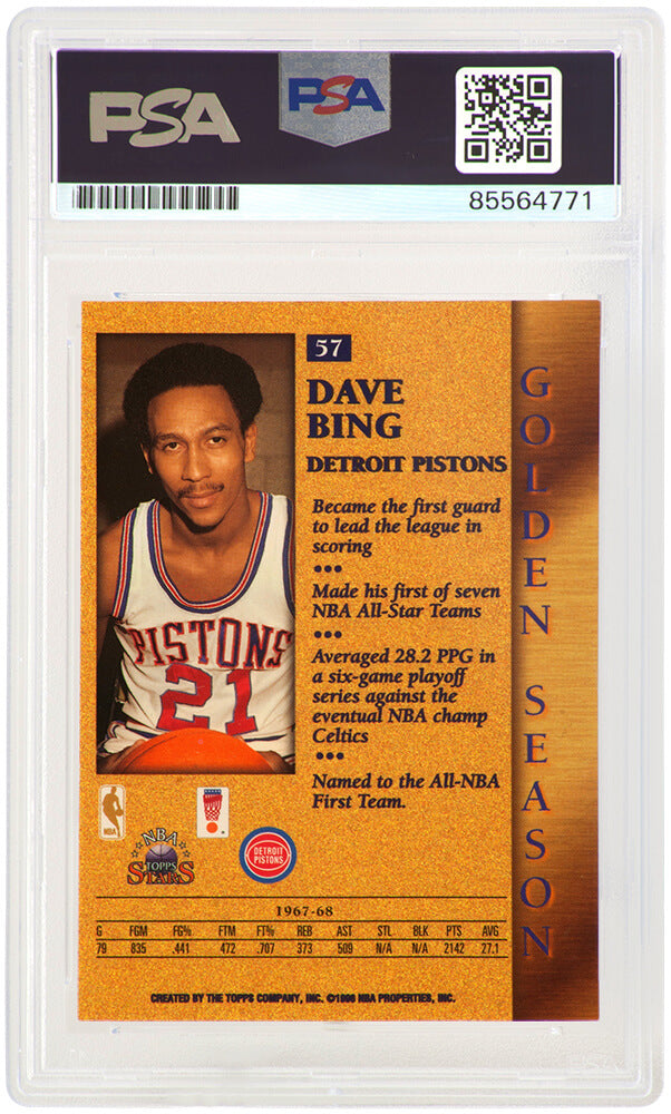 Dave Bing Signed Detroit Pistons 1996 Topps Stars Golden Season Basketball Card #57 w/HOF'90 - (PSA Encapsulated)