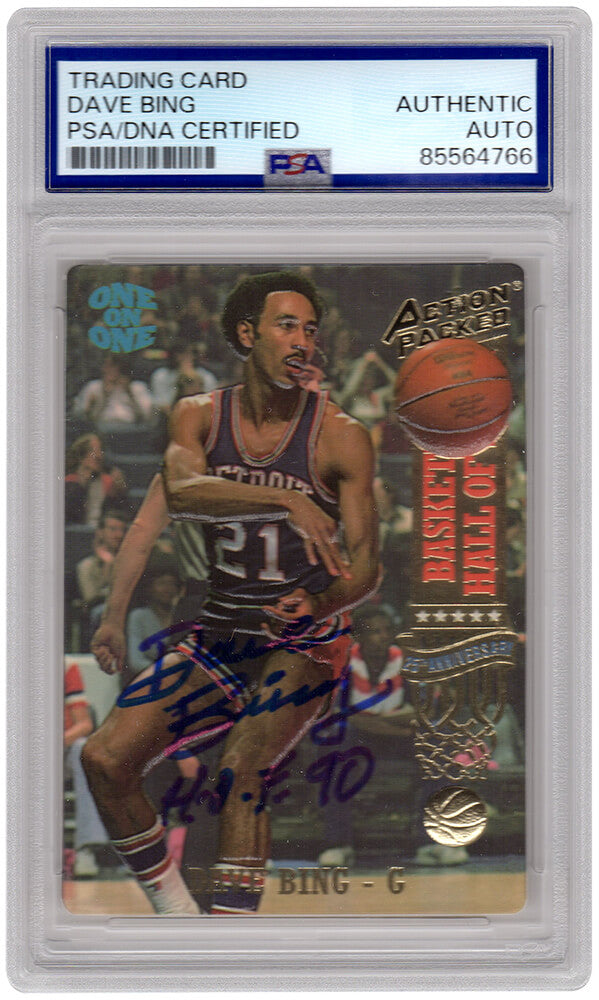 Dave Bing Signed Detroit Pistons 1993 Action Packed Hall of Fame Basketball Card #3 w/HOF'90 - (PSA Encapsulated)