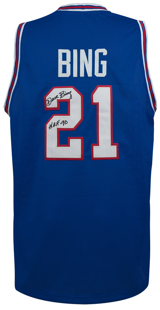 Dave Bing Signed Blue Throwback Custom Basketball Jersey w/HOF'90