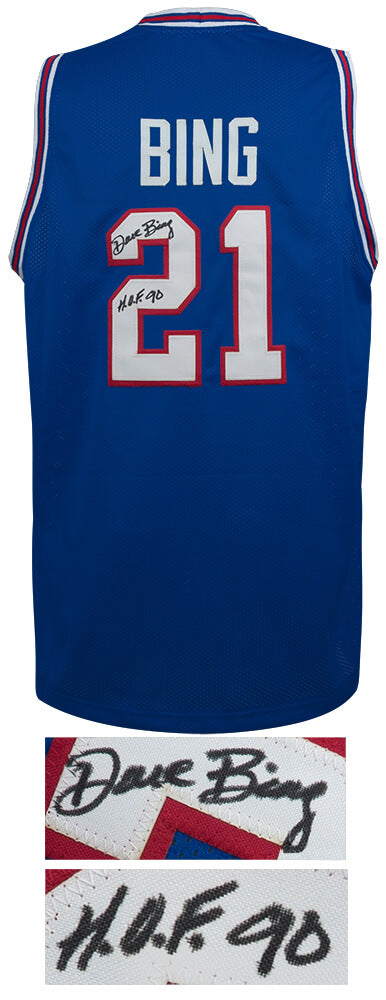 Dave Bing Signed Blue Throwback Custom Basketball Jersey w/HOF'90