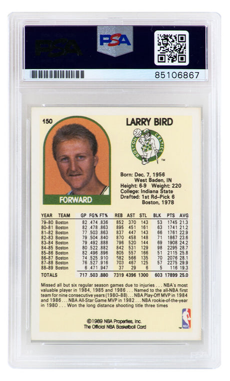 Larry Bird Signed Boston Celtics 1989 NBA Hoops Basketball Card #150 - (PSA/DNA Encapsulated)