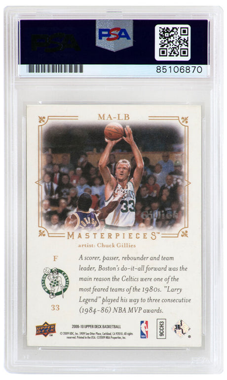 Larry Bird Signed Boston Celtics 2009 Upper Deck Masterpieces With Magic Johnson Basketball Card #MA-LB - (PSA/DNA Encapsulated)