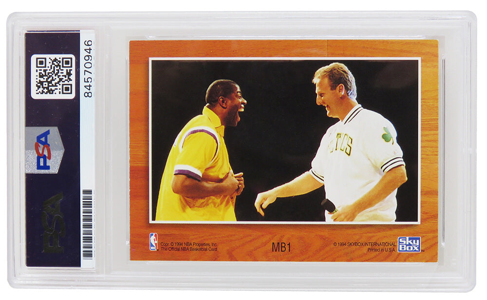 Larry Bird & Magic Johnson Dual Signed Celtics / Lakers 1994 NBA Hoops Card #MB1 - (PSA Encapsulated / Auto Grade 10)