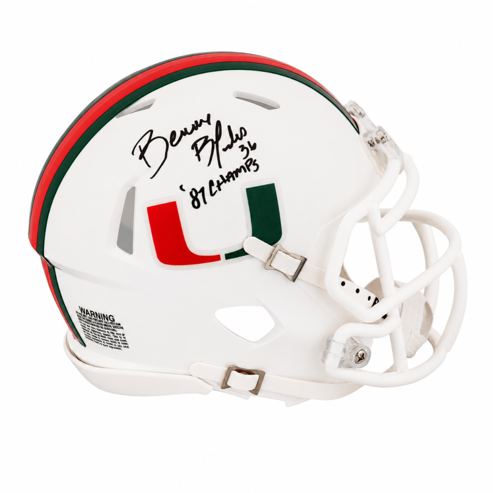 Bennie Blades Signed Miami Hurricanes Riddell Speed Mini Helmet w/87 Champs