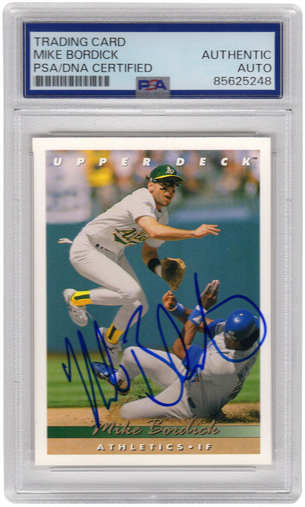 Mike Bordick Signed A's 1992 Upper Deck Baseball Trading Card #189 - (PSA Encapsulated)