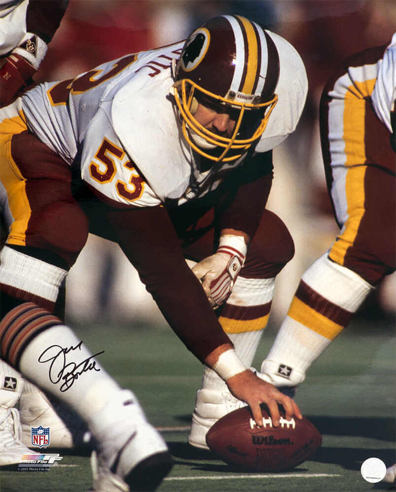 Jeff Bostic Signed Washington Football Team Snapping Football 16x20 Photo