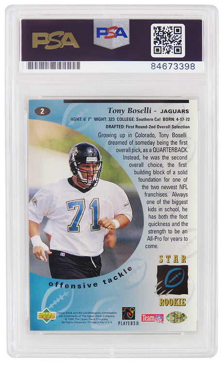 Tony Boselli Signed Jacksonville Jaguars 1995 Upper Deck Football Rookie Card #2 - (PSA/DNA Encapsulated)
