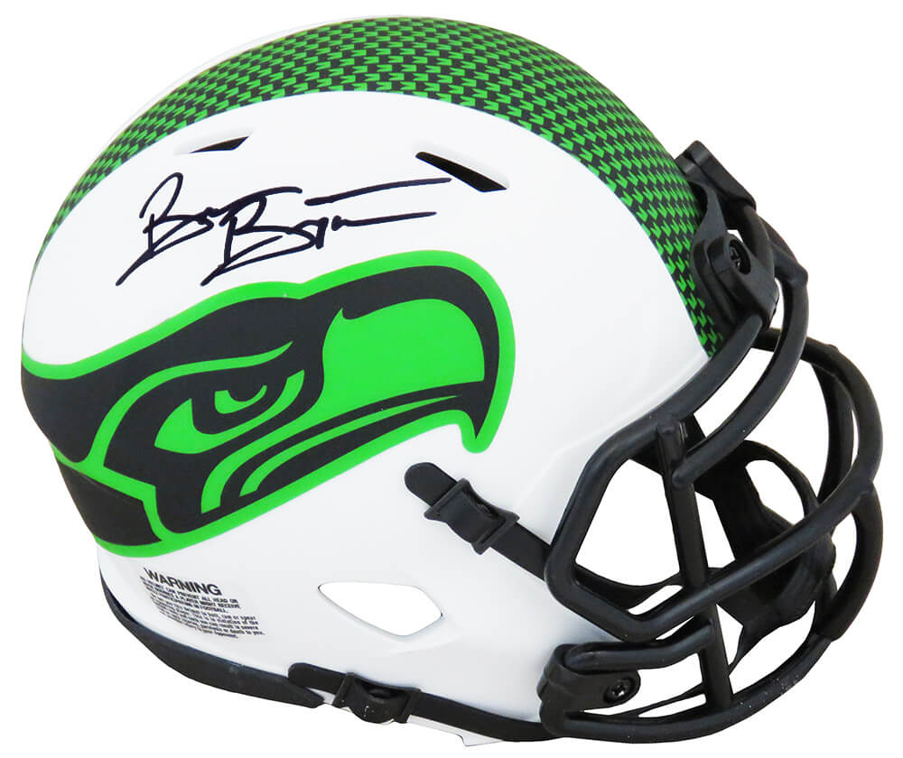 Brian Bosworth Signed Seattle Seahawks Lunar Eclipse White Matte Riddell Speed Mini Helmet