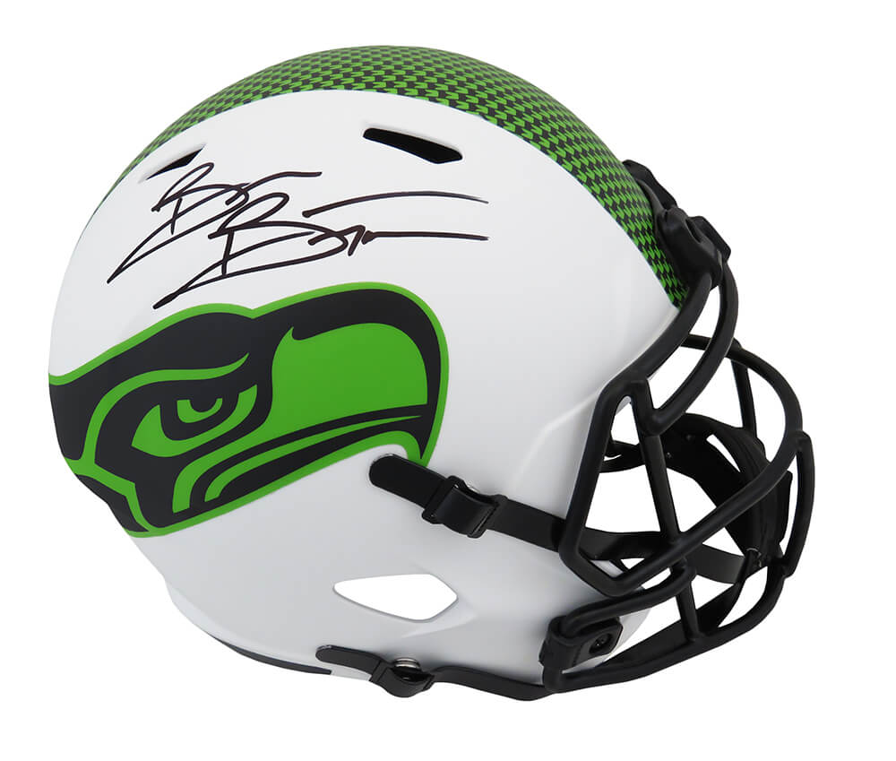 Brian Bosworth Signed Seattle Seahawks Lunar Eclipse White Matte Riddell Full Size Speed Replica Helmet