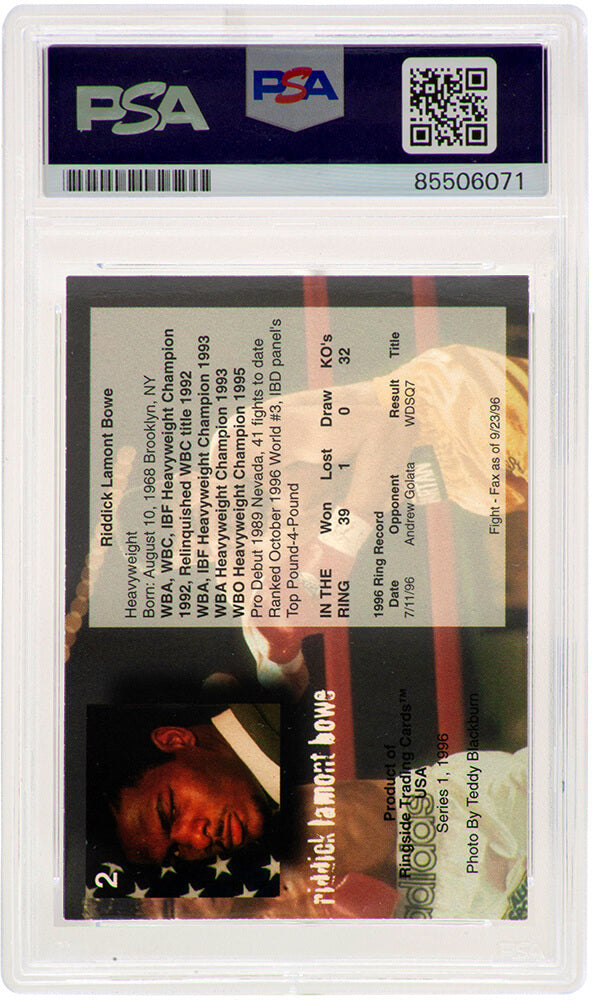 Riddick Bowe Signed 1996 Ringside Boxing Trading Card #2 - (PSA Encapsulated)
