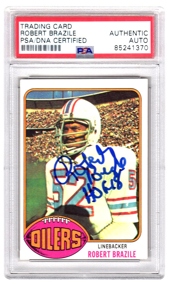 Robert Brazile Signed Houston Oilers 1976 Topps Football Rookie Trading Card #424 w/HOF'18 - (PSA Encapsulated)