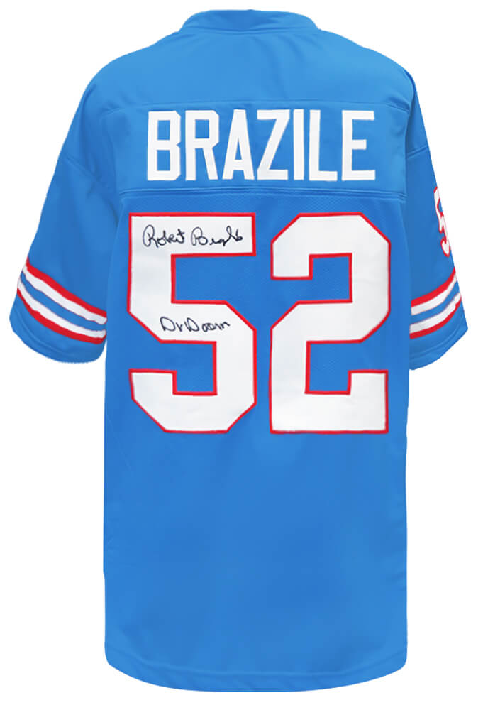 Robert Brazile Signed Blue Throwback Custom Football Jersey w/Dr. Doom