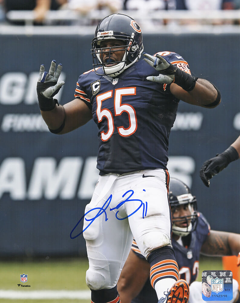 Lance Briggs Signed Chicago Bears Navy Jersey 8x10 Photo