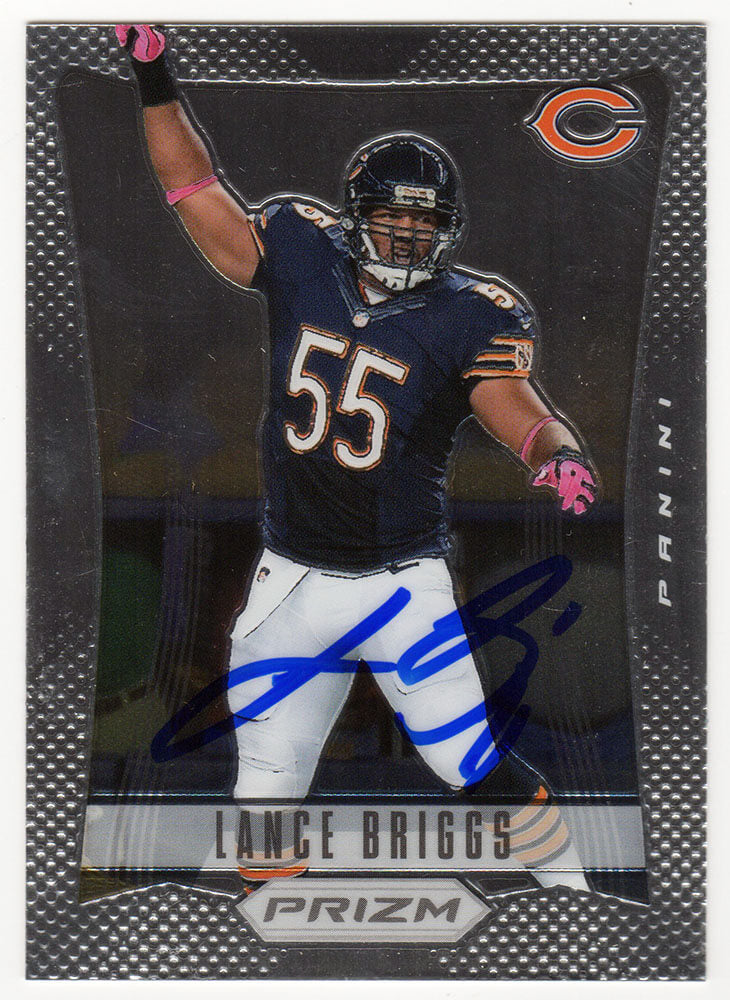 Lance Briggs Signed Chicago Bears 2012 Panini Prizm Football Trading Card #33