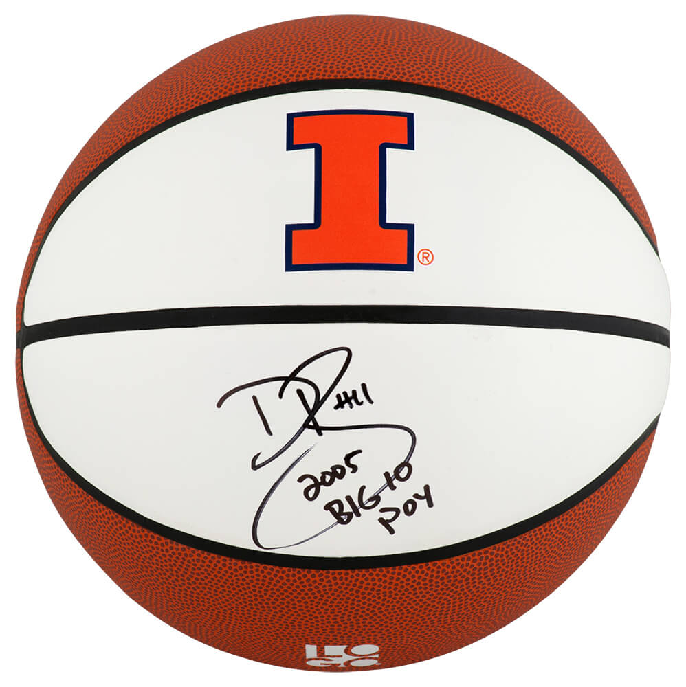 Dee Brown Signed Illinois Fighting Illini Logo Brand White Panel Basketball w/05 Big 10 POY