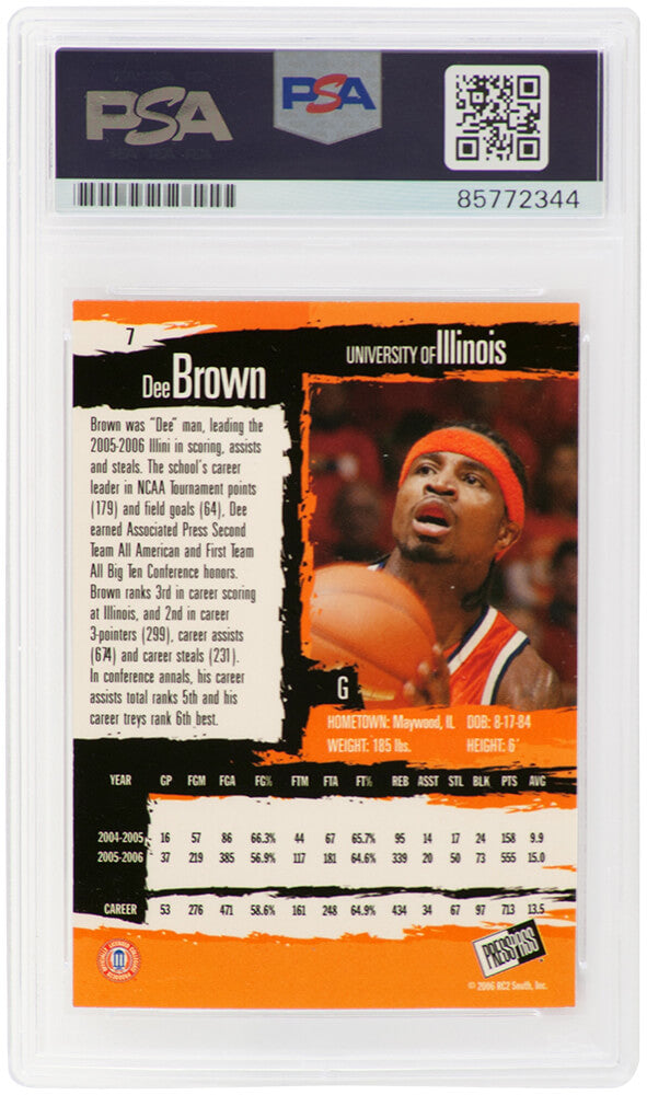 Dee Brown Signed 2006 Press Pass Gold Basketball Trading Card #7 - (PSA Encapsulated)