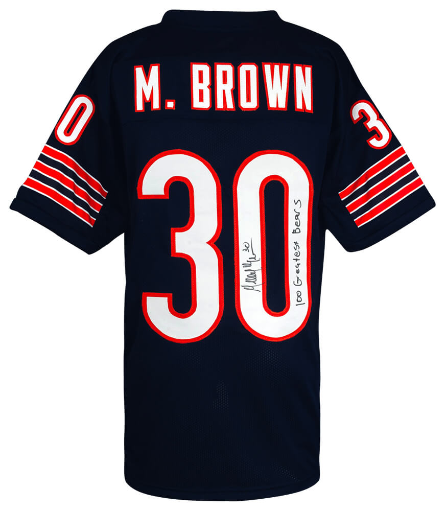 Mike Brown Signed Navy Custom Football Jersey w/100 Greatest Bears