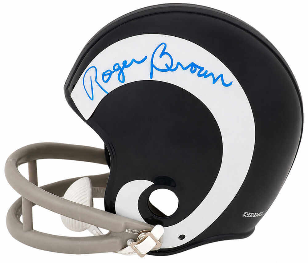 Roger Brown Signed Los Angeles Rams Throwback 2-Bar Riddell (VSR4) Mini Helmet