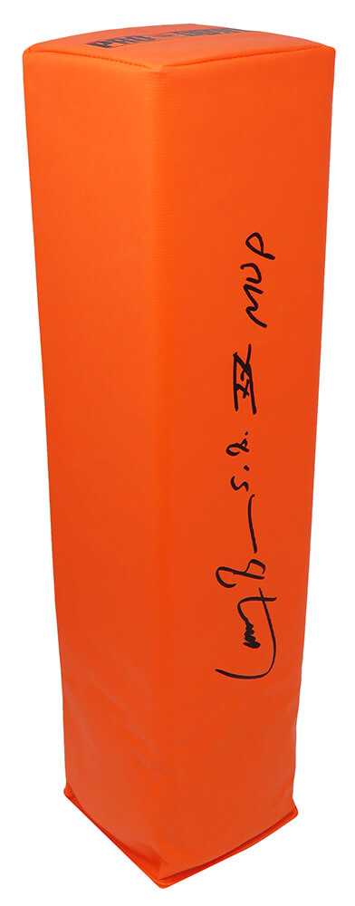 Larry Brown Signed Orange Endzone Pylon w/SB XXX MVP