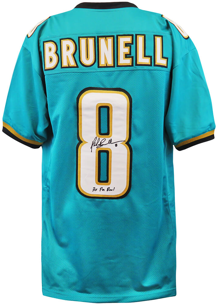 Mark Brunell Signed Teal Custom Football Jersey w/3x Pro Bowl