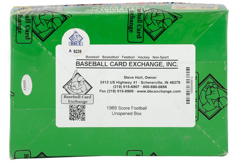 1989 Score Football Unopened Wax Box BBCE Sealed Wrapped - 36 Packs (Barry Sanders Signed Box)