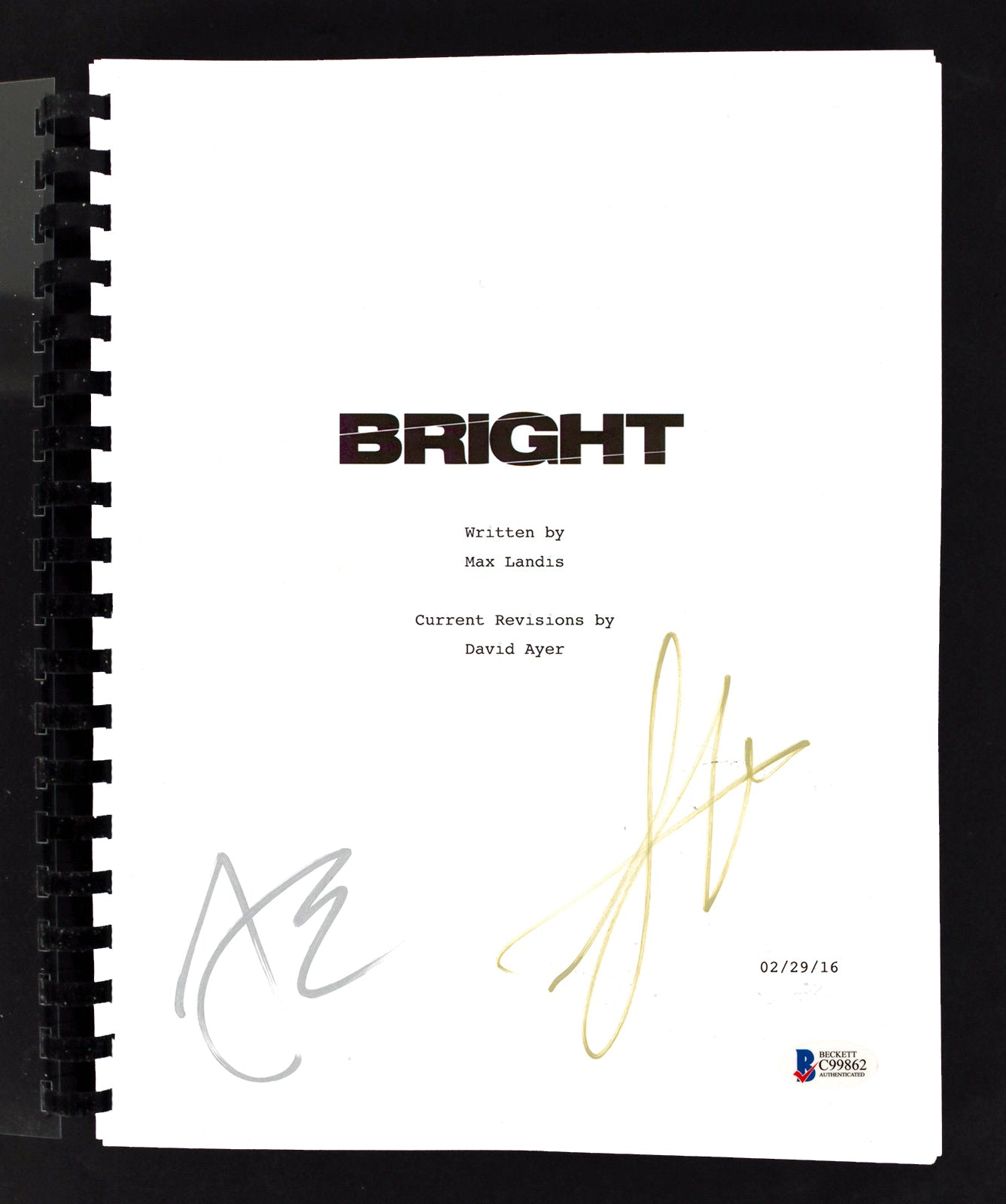 Joel Edgerton & Lucy Fry Bright Authentic Signed Movie Script BAS #C99862