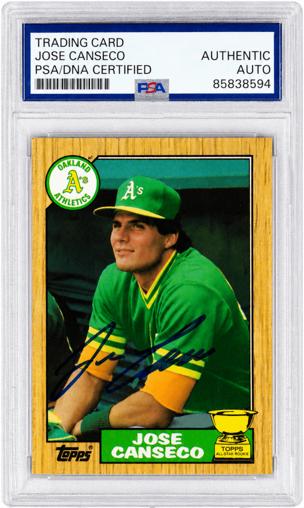 Jose Canseco Signed Oakland A's (Athletics) 1987 Topps Baseball Card #620 - (PSA Encapsulated)