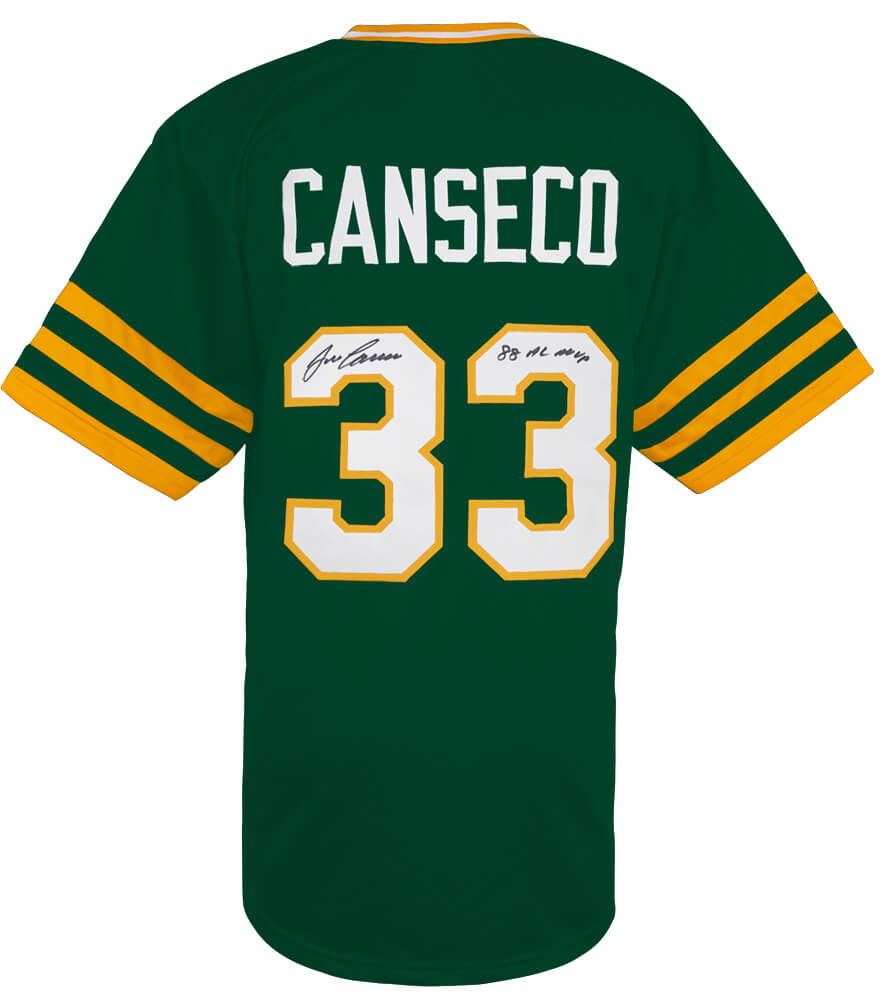 Jose Canseco Signed Green Throwback Custom Baseball Jersey w/88 AL MVP