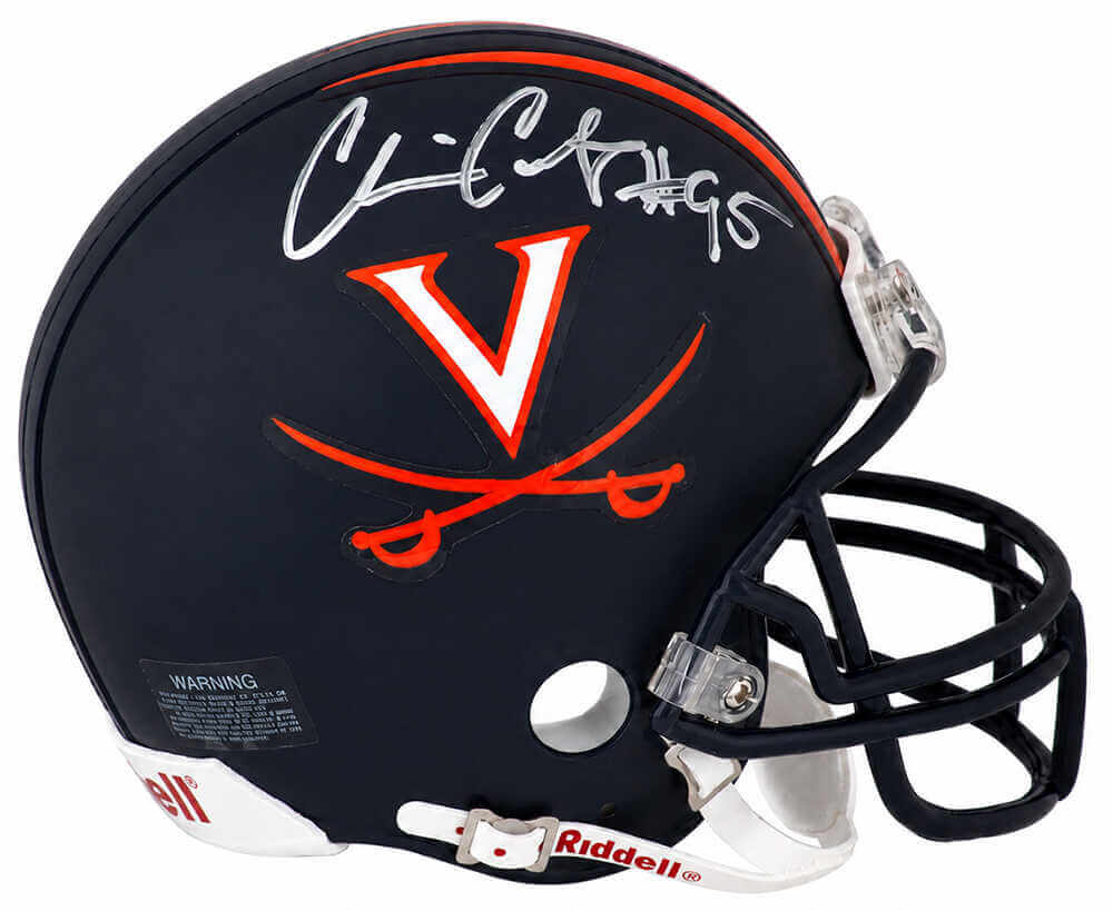 Chris Canty Signed Virginia Cavaliers Riddell (VSR4) Mini Helmet