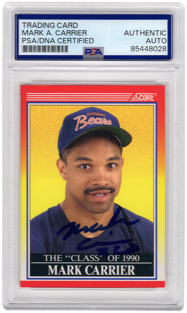 Mark Carrier Signed Bears 1990 Score Rookie Football Card #614 - (PSA Encapsulated)