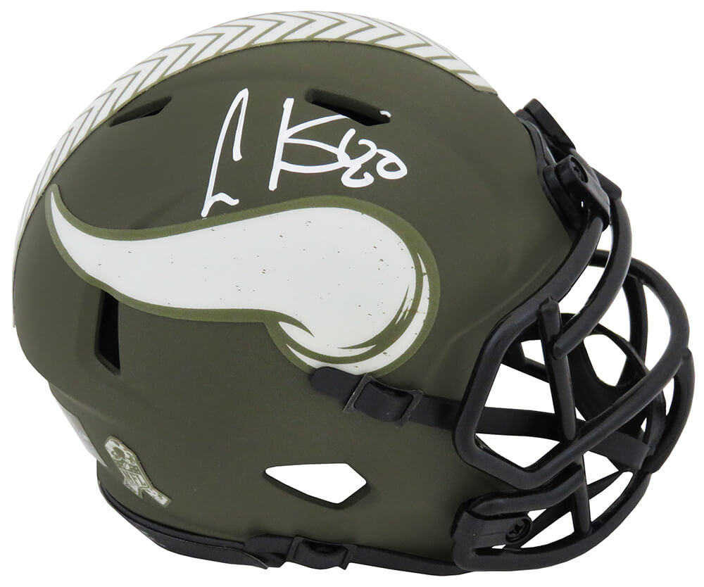 Cris Carter Signed Minnesota Vikings Salute to Service Riddell Speed Mini Helmet
