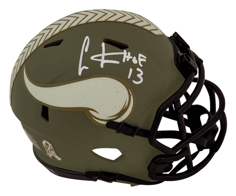 Cris Carter Signed Minnesota Vikings Salute to Service Riddell Speed Mini Helmet w/HOF'13