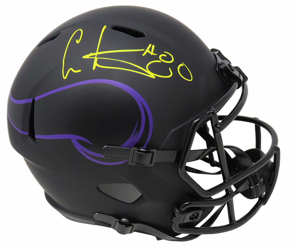 Cris Carter Signed Minnesota Vikings Eclipse Black Matte Riddell Speed Full Size Replica Helmet