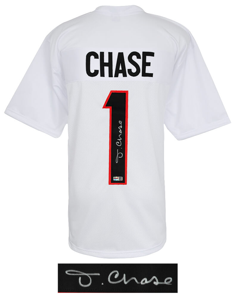 Ja'Marr Chase Signed White Custom Football Jersey