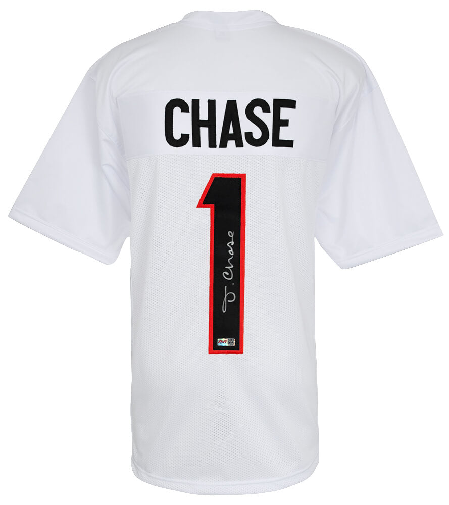 Ja'Marr Chase Signed White Custom Football Jersey