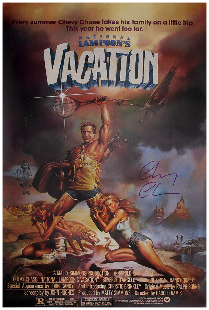 Chevy Chase Signed National Lampoon's Vacation 27x40 Full Size Movie Poster