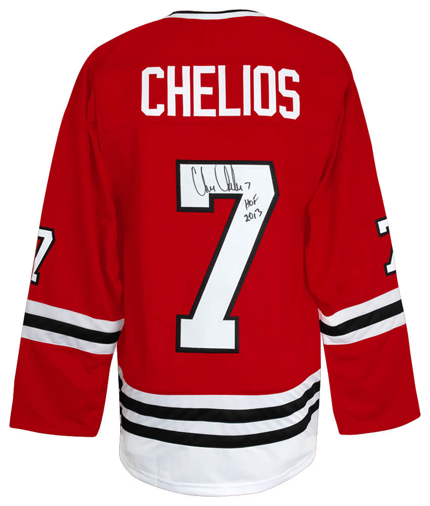 Chris Chelios Signed Red Long Sleeve Custom Hockey Jersey w/HOF 2013
