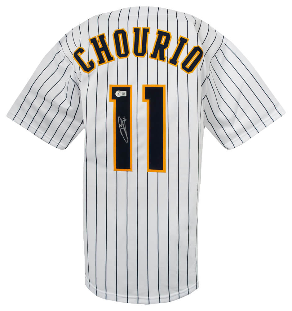 Jackson Chourio Signed White Custom Baseball Jersey - (Beckett)