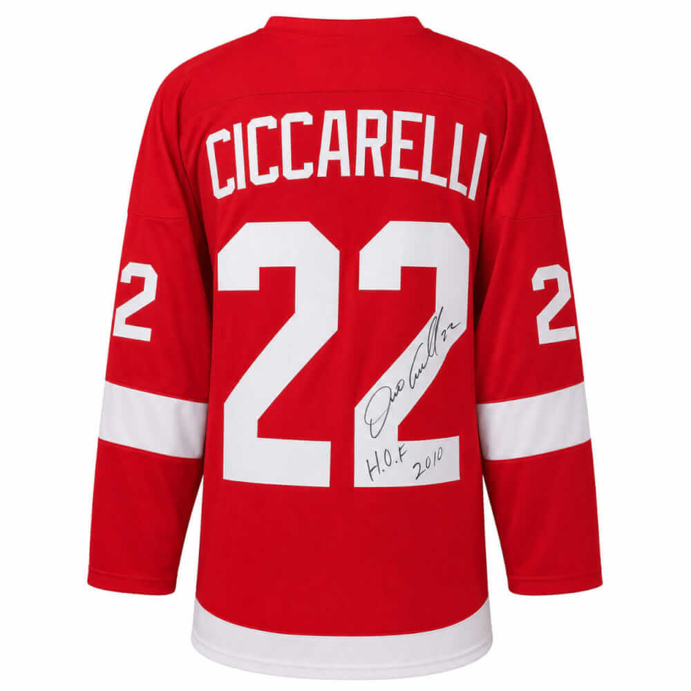 Dino Ciccarelli Signed Red Custom Hockey Jersey w/HOF 2010